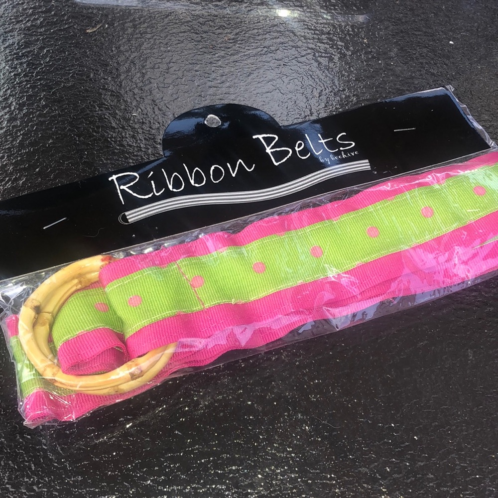 Cute Polka Dotted Ribbon Belt Preppy Pink Green